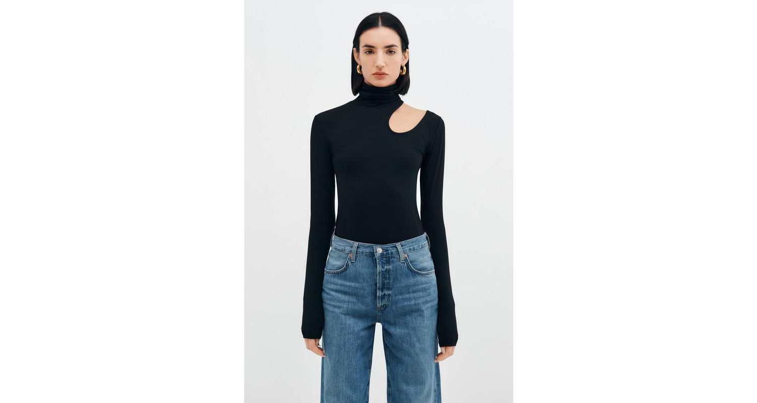 Women's Allegra Extra-Long Sleeve Turtleneck Cutout-Shoulder Jersey Evening Top