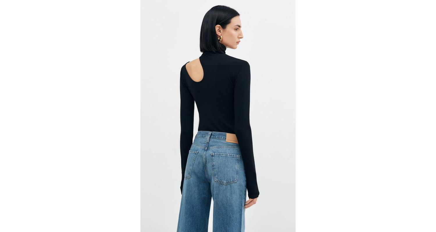 Women's Allegra Extra-Long Sleeve Turtleneck Cutout-Shoulder Jersey Evening Top