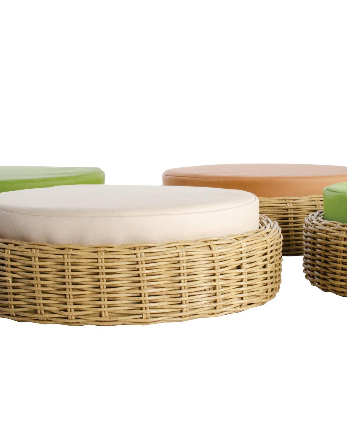 Kaplan Early Learning Washable Wicker Poufs - Set of 4 - Assorted pre-pack