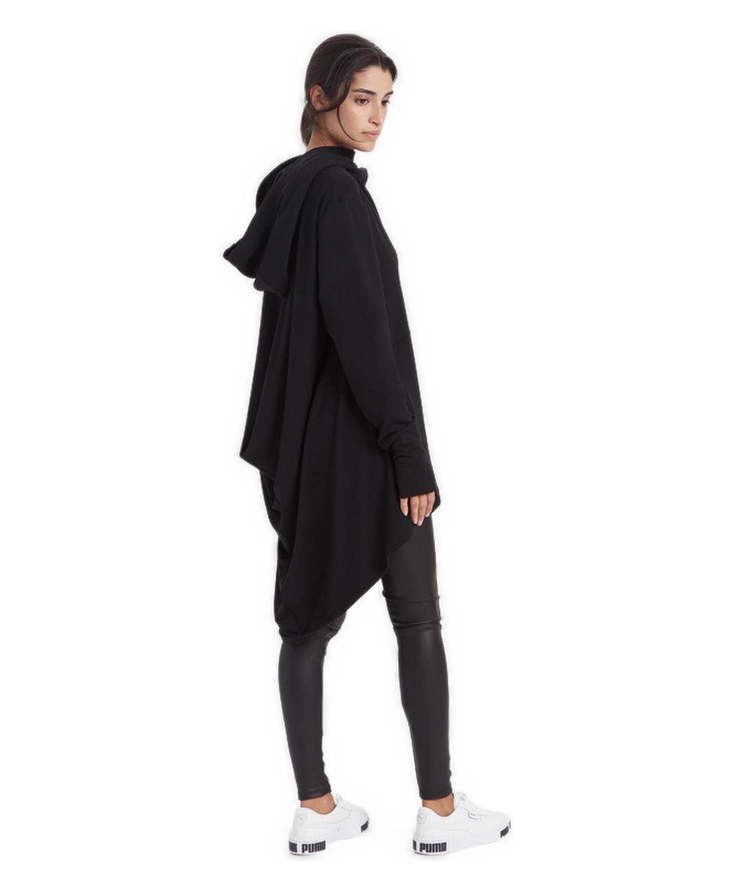 Women's Firenze High-Low Hem Dropped-Shoulder Hoodie with Thumbholes