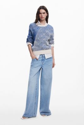 売れ筋商品|||デジグアル ニット&セーター アウター レディース Women's Two-tone knit sweater  blue Desigual Women's Two-tone knit sweater - Macy's