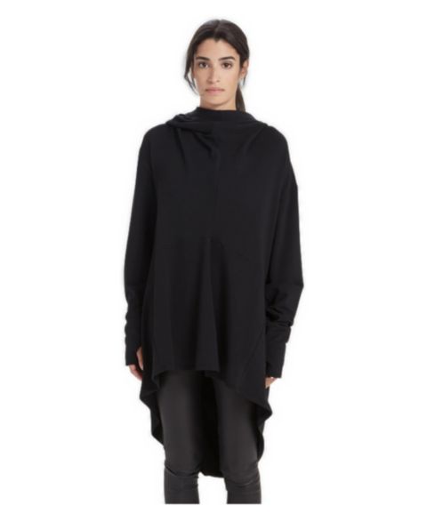 Женское худи Marcella Firenze High-Low Hem Dropped-Shoulder with Thumbholes, цвет: Чёрный