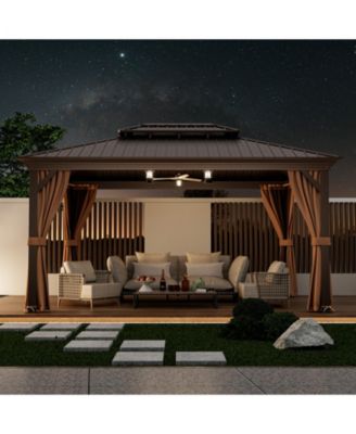 12' x 16' Double-Roof Hardtop Gazebo with Galvanized Steel Roof