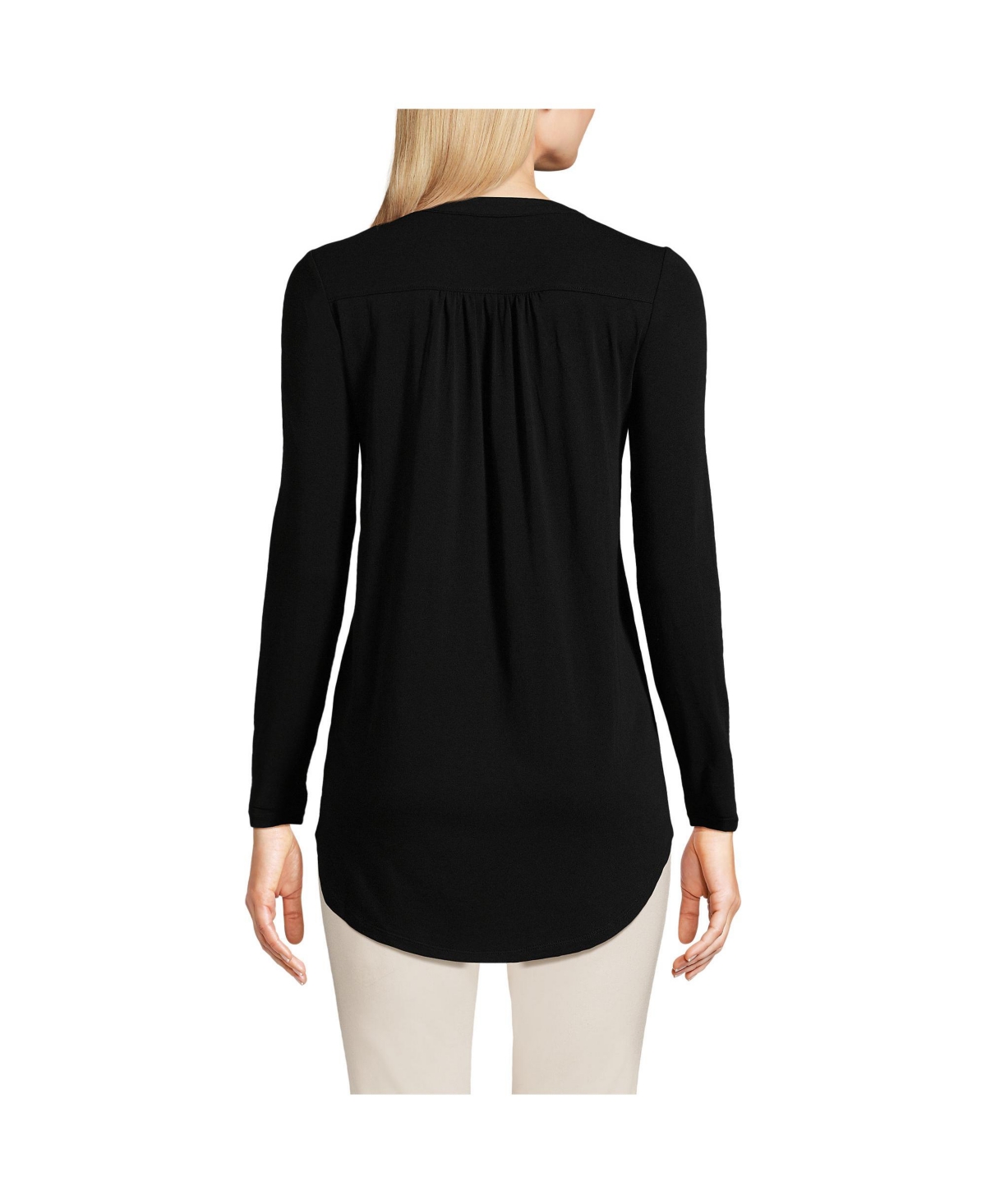 Lands' End Women's Long Sleeve Lattice Pintuck Tunic