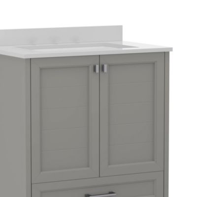 Argos Single Sink Bathroom Vanity with Undermount Basin, Soft-Close Cabinet, Easy-Glide Drawer, and Carrara Marble Finish Countertop