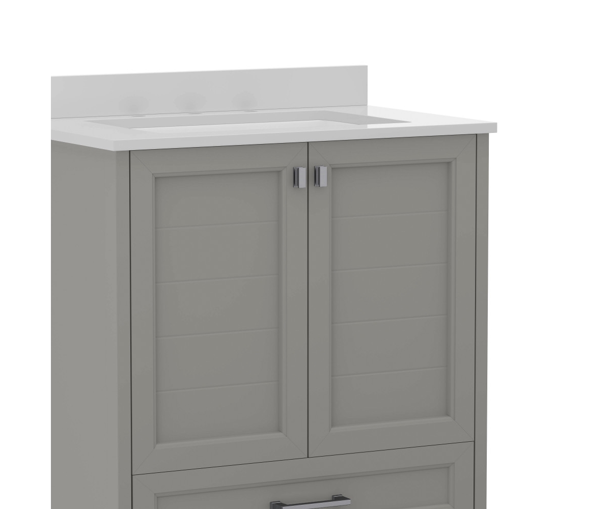 Merrick Lane Argos Single Sink Bathroom Vanity With Undermount Basin, Soft-Close Cabinet, Easy-Glide Drawer, And Carrara Marble Finish Countertop - Gr