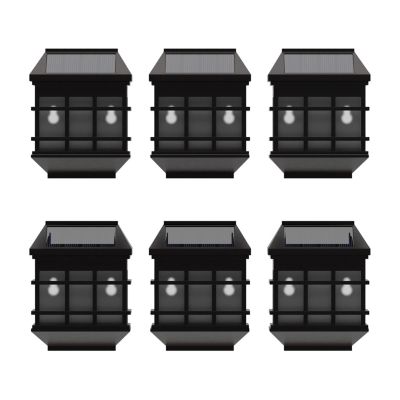 Wall Mount Led Solar Powered Fence And Deck Lights - All-Weather Decorative Solar Lights - Set Of 6