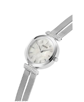Women's Analog Silver Tone Stainless Steel and Mesh Watch, 28mm