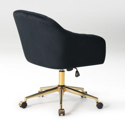 Upholstered Velvet Swivel Vanity Office Chair With Wheels