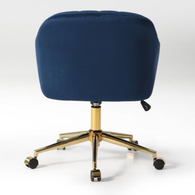 Upholstered Velvet Swivel Vanity Office Chair With Wheels