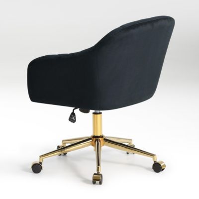Upholstered Velvet Swivel Vanity Office Chair With Wheels