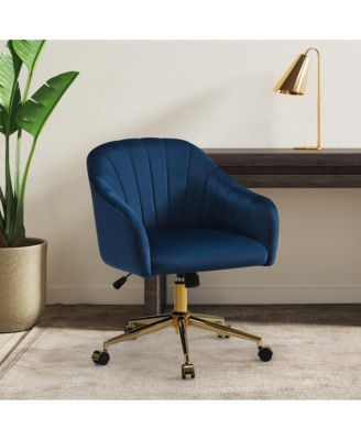 Upholstered Velvet Swivel Vanity Office Chair With Wheels