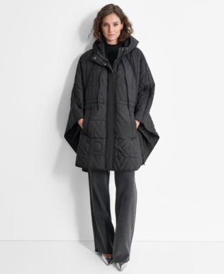 DKNY Women's Quilted Logo Poncho-Style Jacket - Macy's