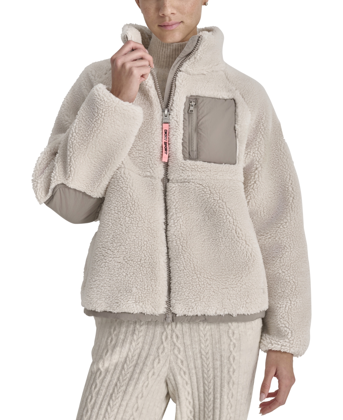 Dkny Sport Women's Sherpa Mock-Neck Jacket