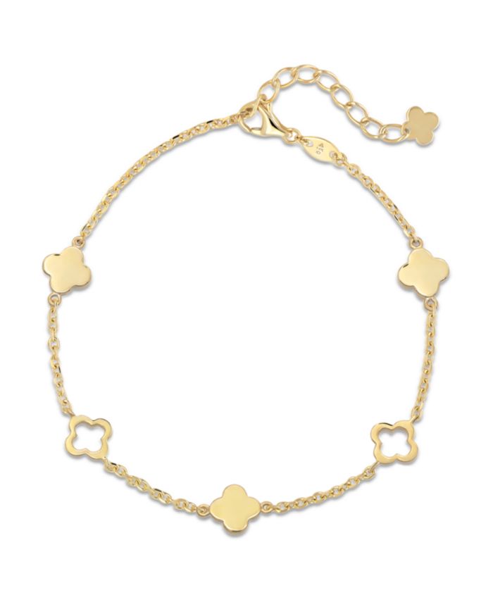 DEVATA Clover Link Chain Bracelet in 14K Gold, 6.5 in adj to 7.5 in