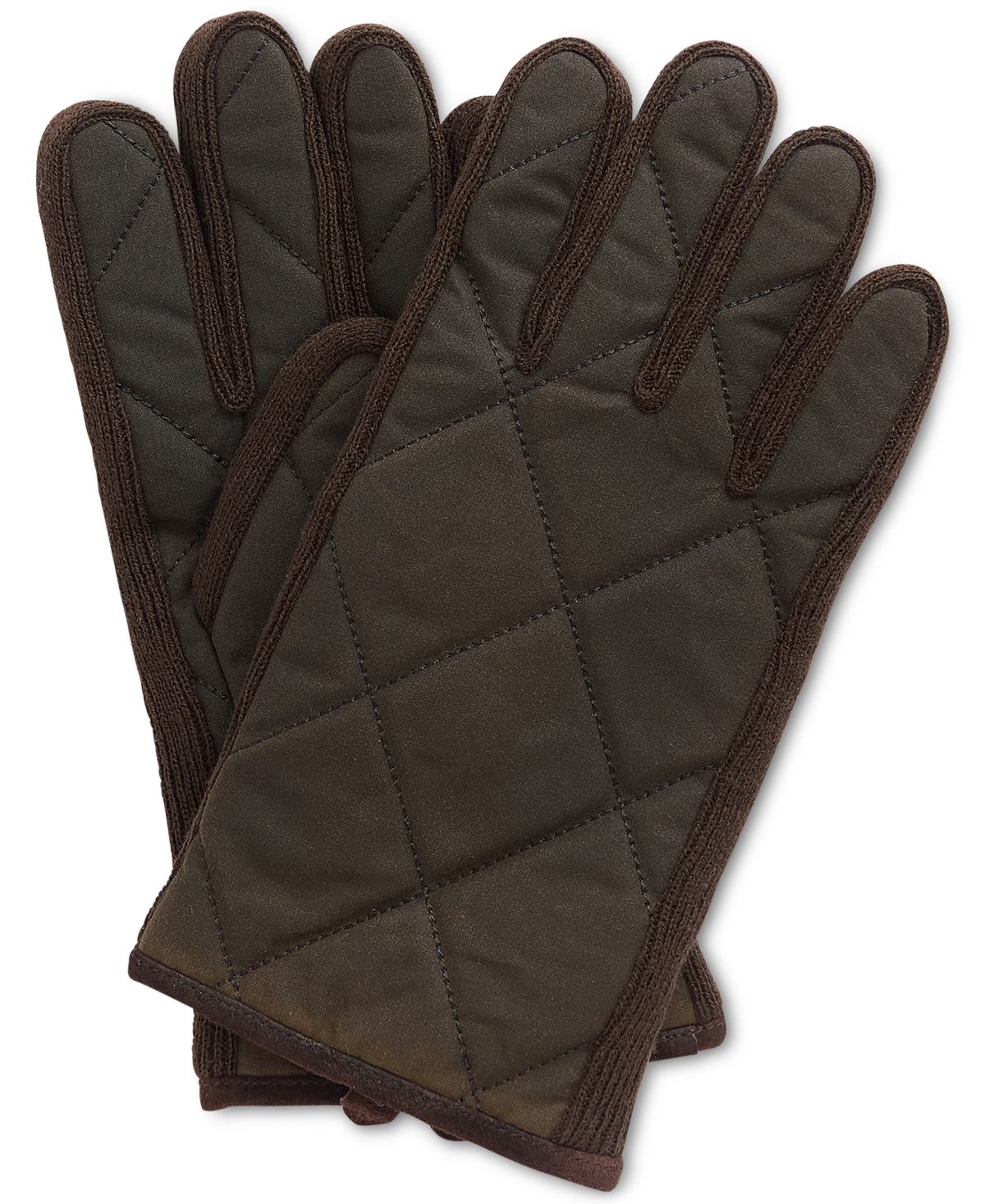 Barbour Men's Winterdale Quilted Waxed Cotton Gloves -Brown