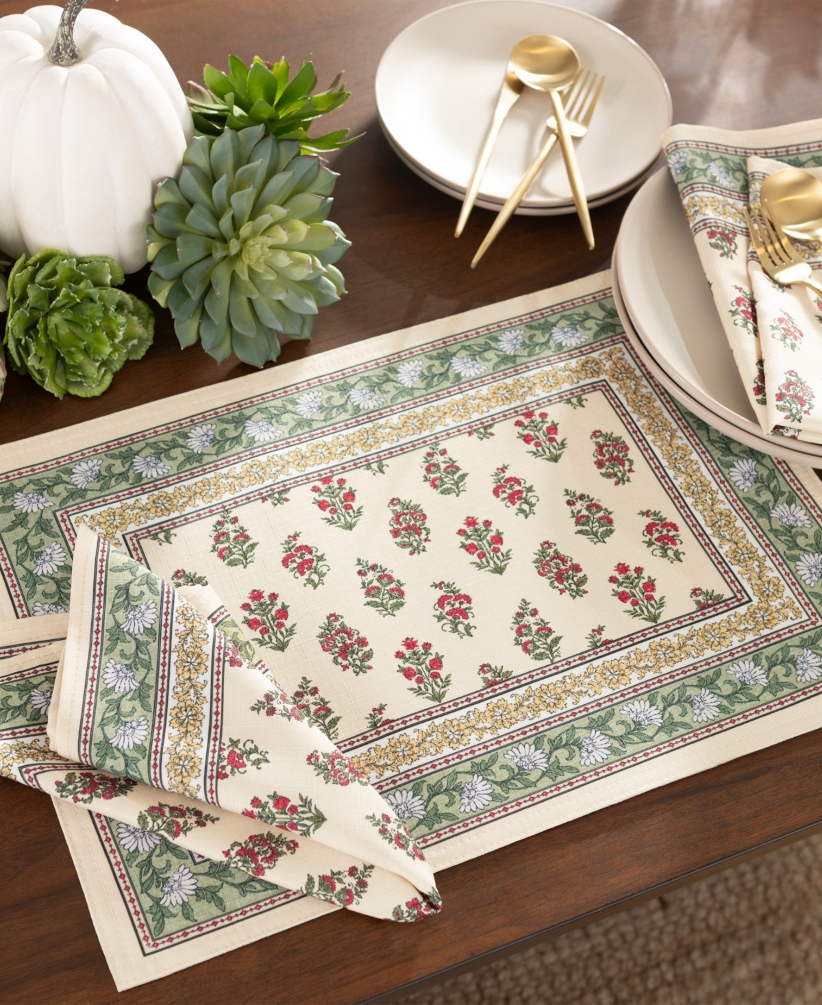 Elrene Nomad Harvest Block Print Placemats 13" X 19", Set Of 4 In Multi