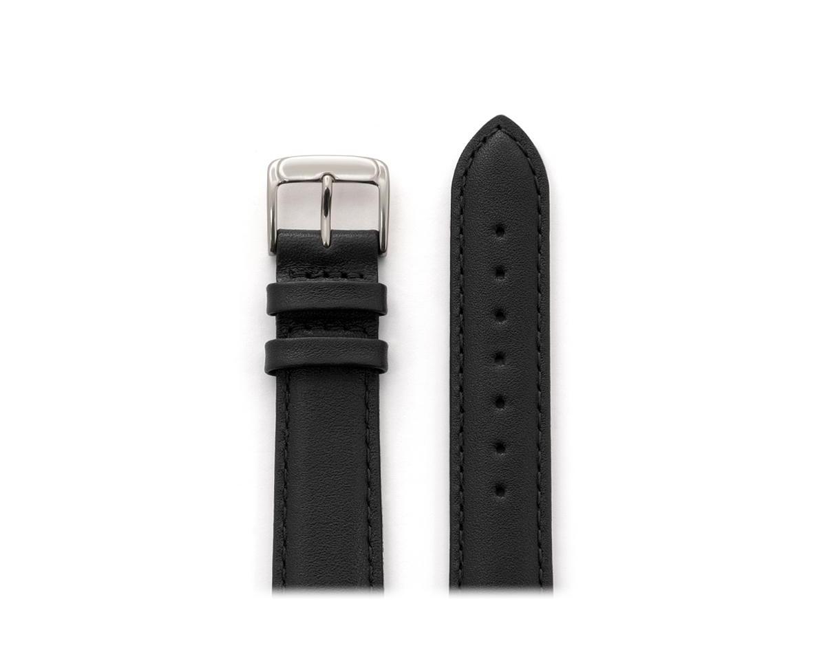 Men's Stitched Calfskin Leather Band in 18mm Brown- Long - Blue