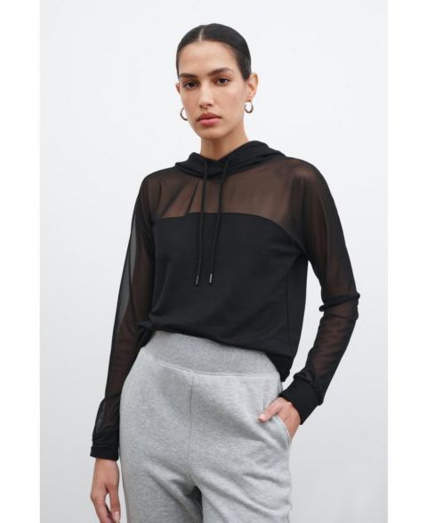 Женское худи Marcella Park Sheer Mesh-Sleeve Lightweight Relaxed