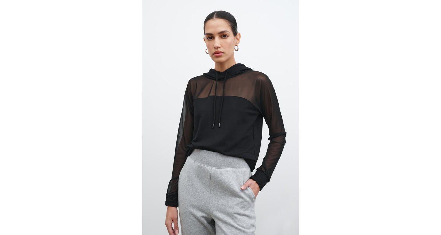 Women's Park Sheer Mesh-Sleeve Lightweight Relaxed Hoodie