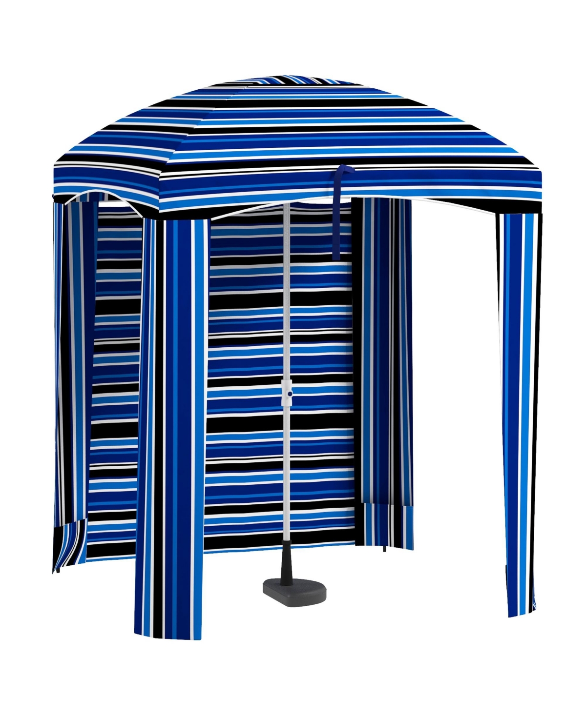 Beach Cabana Umbrella with Bag, Windows, Blue Stripe - Blue white strip
