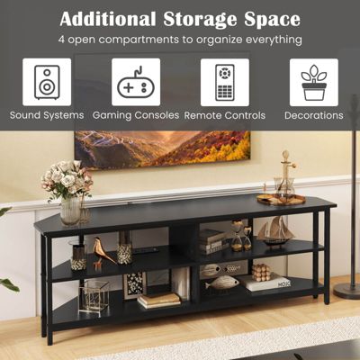 Corner TV Stand for TVs up to 65" TV Console Table with AC Outlets&USB A Ports