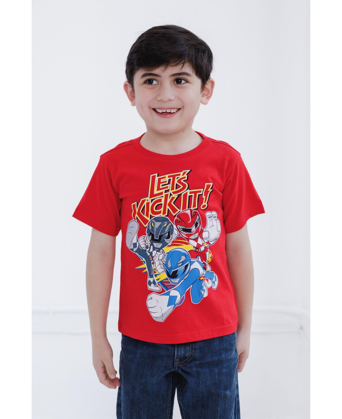 Power Rangers Boys Red YellowBlack Pink 3 Pack T-Shirts to -/gray /red