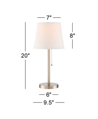 Modern Accent Table Lamp with Hotel Style USB and AC Power Outlet in Base 20" High Brushed Steel White Empire Shade for Living Room Desk