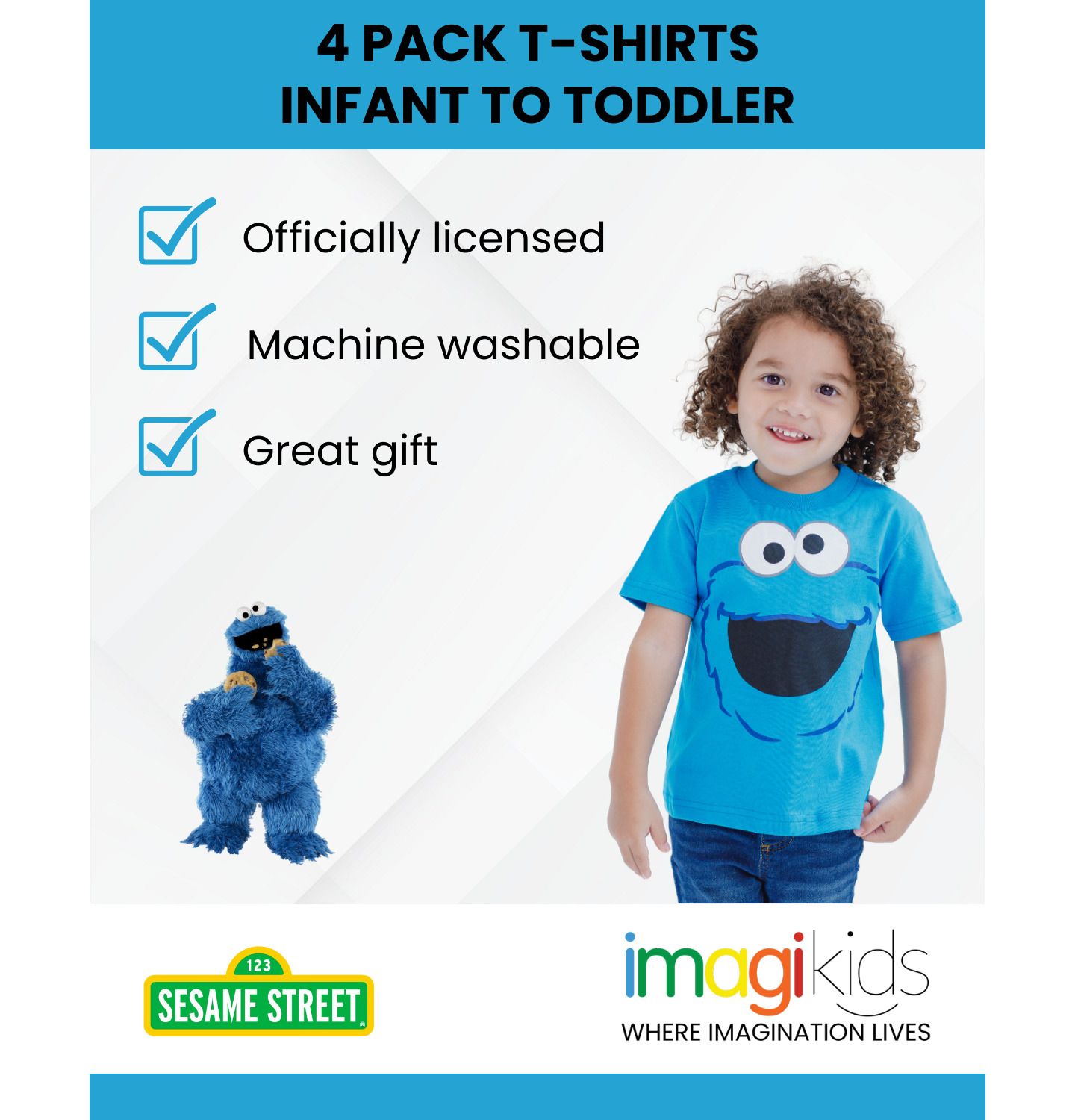 Футболки Sesame Street 4-Pack Short Sleeve T-Shirts для мальчиков-малышей, цвет: Разноцветный — фото 3