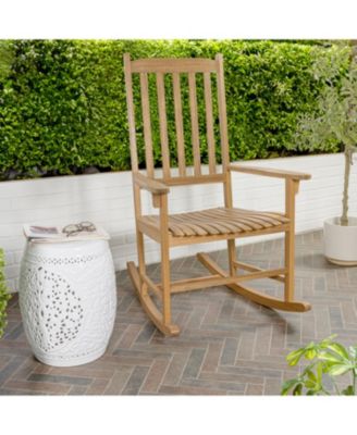 Seagrove Farmhouse Classic Slat-Back 350-LBS Support Acacia Wood Outdoor Rocking Chair, Teak Brown