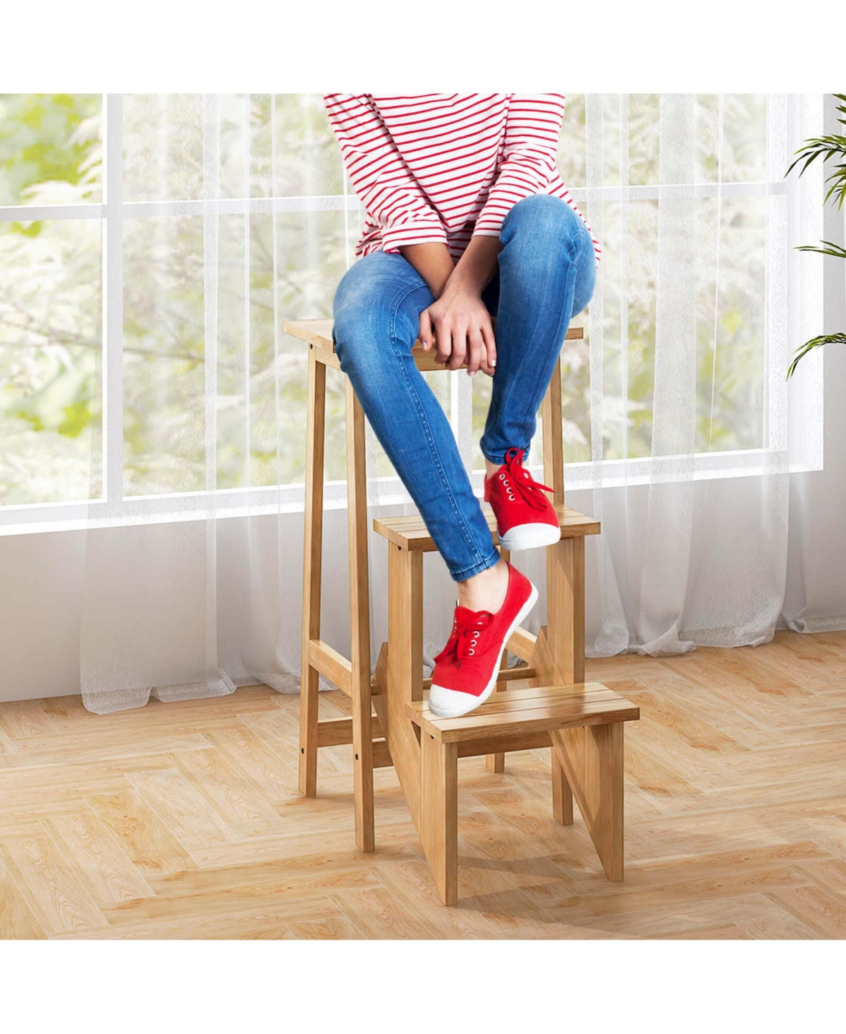 Costway Toddler Tier Step Stool 1 Folding Ladder Bench Storage Shelf