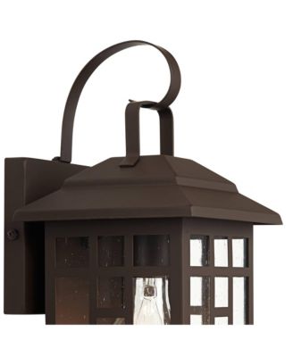 Outdoor Wall Lights Set of 2 Fixture Carriage Style Bronze 12 1/2" Clear Glass Lantern Exterior House Porch Patio
