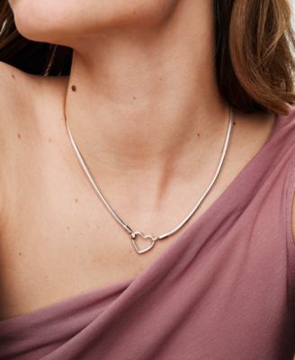 Sterling Silver Heart Closure Snake Chain Necklace