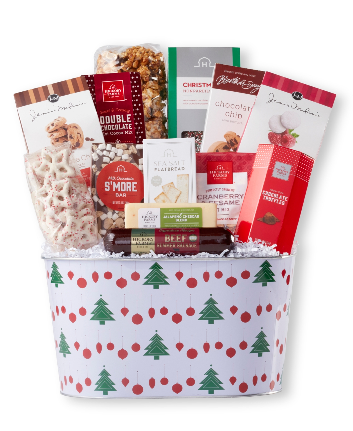 HICKORY FARMS HOLIDAY DELUXE MERRYMAKER GIFT BASKET, 14 PIECE
