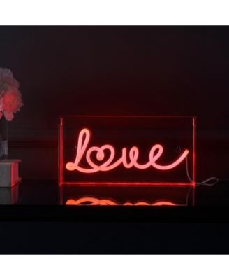 Love Contemporary Glam Acrylic Box USB Operated LED Neon Light