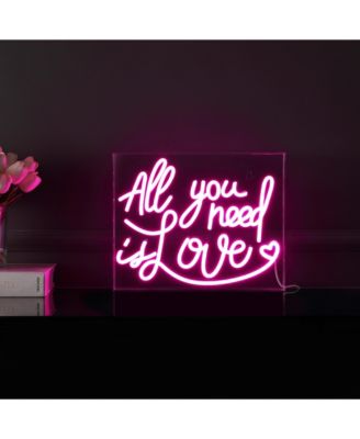 All You Need Is Love Contemporary Glam Acrylic Box USB Operated LED Neon Light