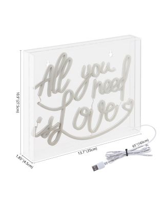 All You Need Is Love Contemporary Glam Acrylic Box USB Operated LED Neon Light
