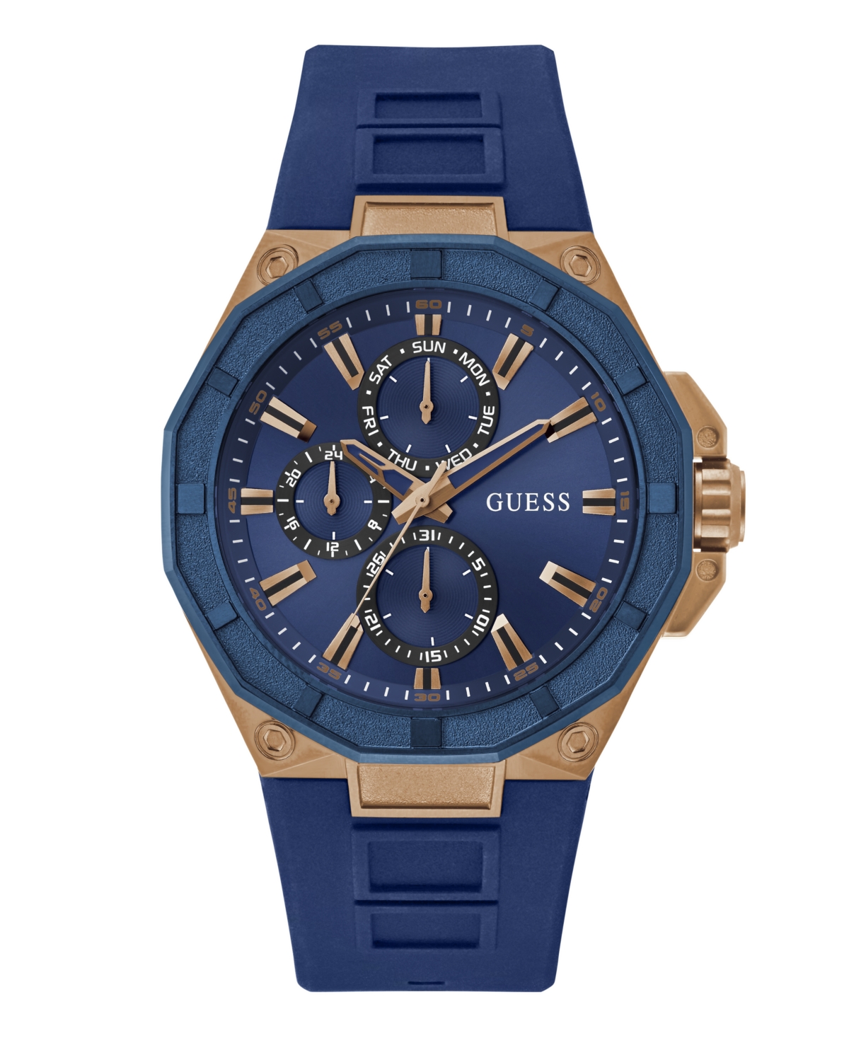 Guess Men's Multi-Function Blue Silicone Watch 46mm