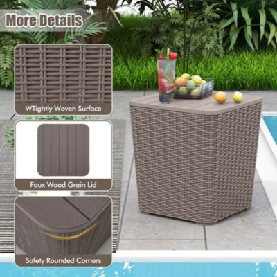 11.5 Gallon Water-proof Deck Box with Removable Lid Storage Container Side Table