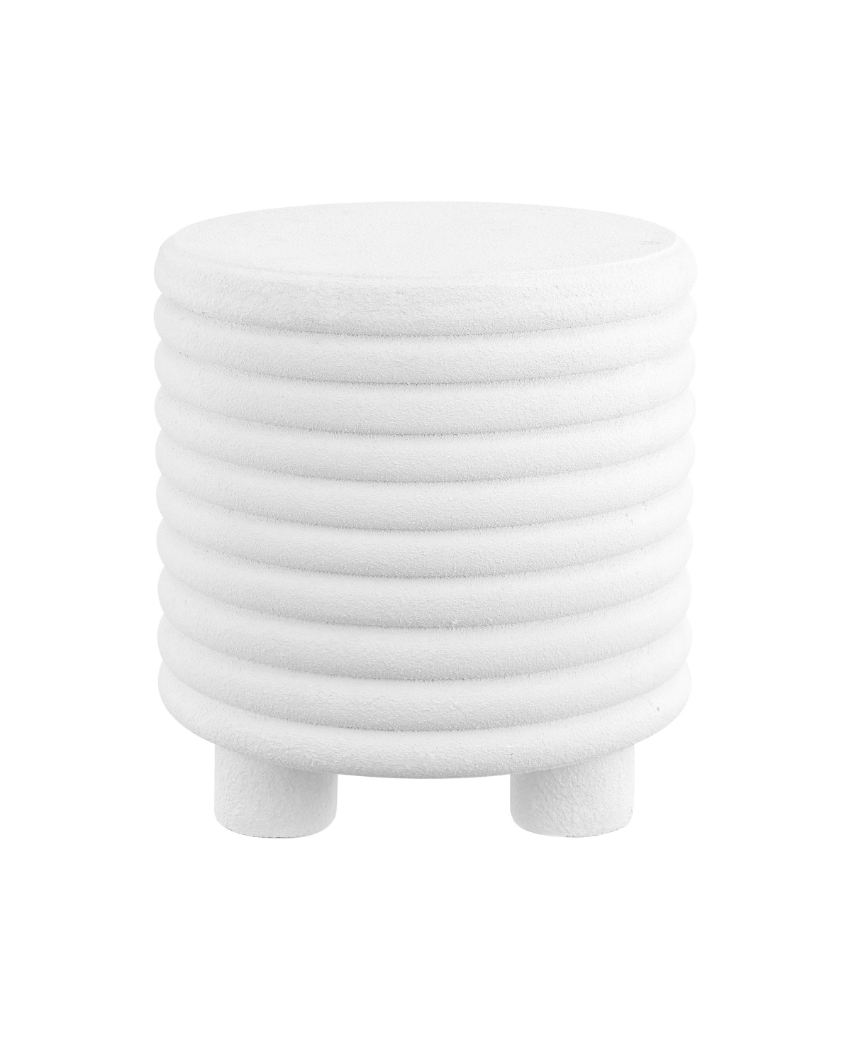 Evans 18" Minimalist Modern 3-Legged Drum Indoor/Outdoor Accent Table, Gray Frosted - White frosted