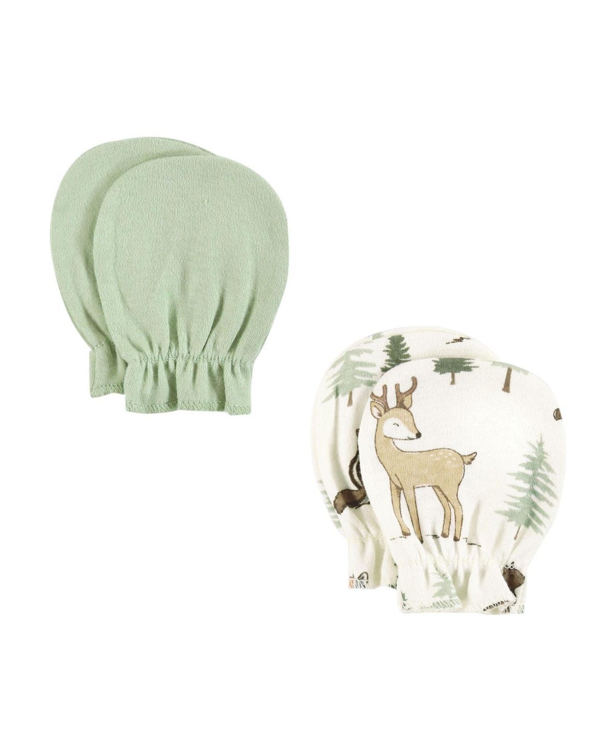 Hudson Baby Baby Boys Hudson Cotton Scratch Mittens, Forest Animals, 0-6 Months