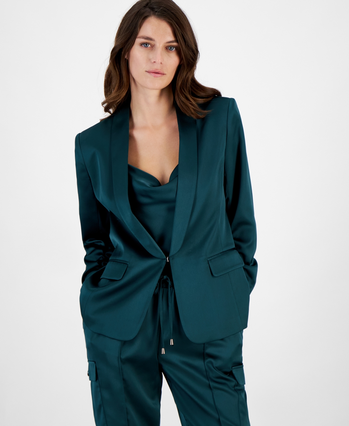 Tahari Asl Women's Shawl Collar Hook-And-Eye Blazer