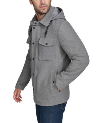 Men's Full-Zip Twill Field Jacket with Removable Hood 