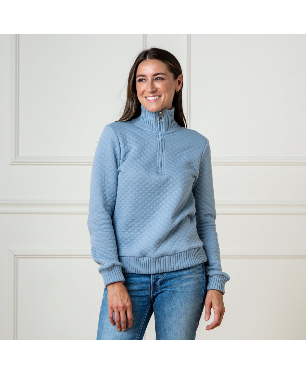 Hope & Henry Women's Quilted Half Zip Pullover