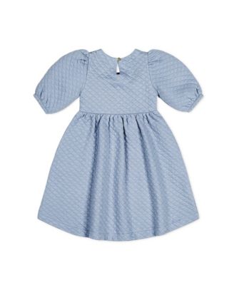 Girls' Quilted Puff Sleeve Dress
