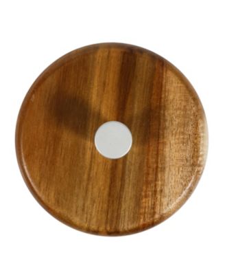 Stoneware Salt Cellar W/ Wood Lid - Stoneware - 4" X 3.5"