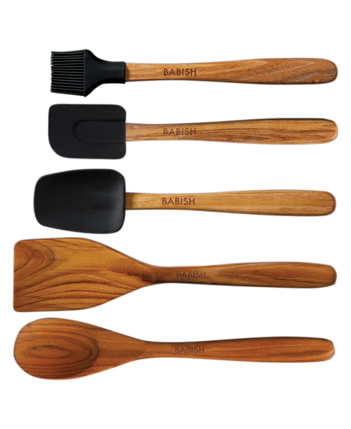 Babish Piece Essential Wood, Silicone, andTool Set - Stainless steel / wood