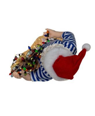 10.5-Inch Fabrich&eacute; Beach Santa with Lighted Sign