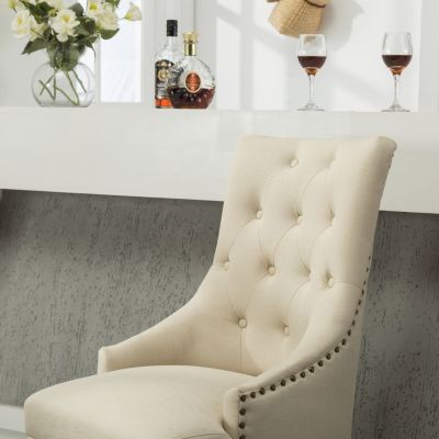 Wingback Hostess Chairs with Nail Heads (Set of 2)