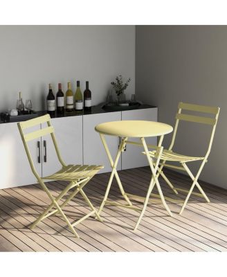 Streamdale 3 Piece Patio Bistro Set Of Foldable Round Table And Chairs, Yellow